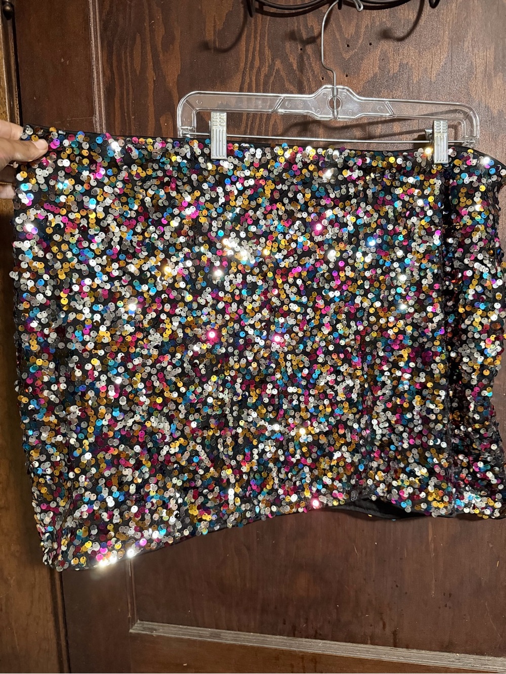 Sequin Stretchy plus size Mini Skirt - Multicolor